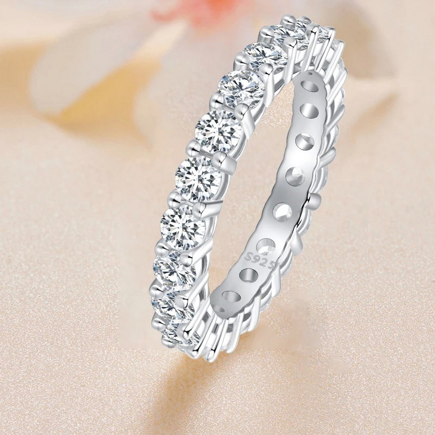 PAHALA Moissanite Full Eternity Engagement Wedding Band Ring