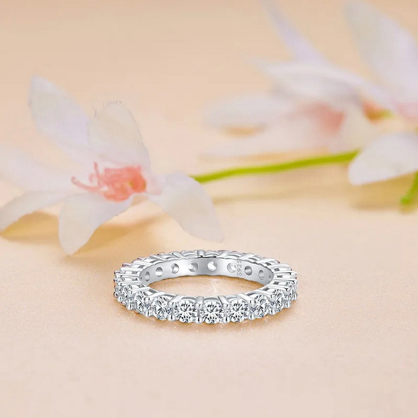 PAHALA Moissanite Full Eternity Engagement Wedding Band Ring