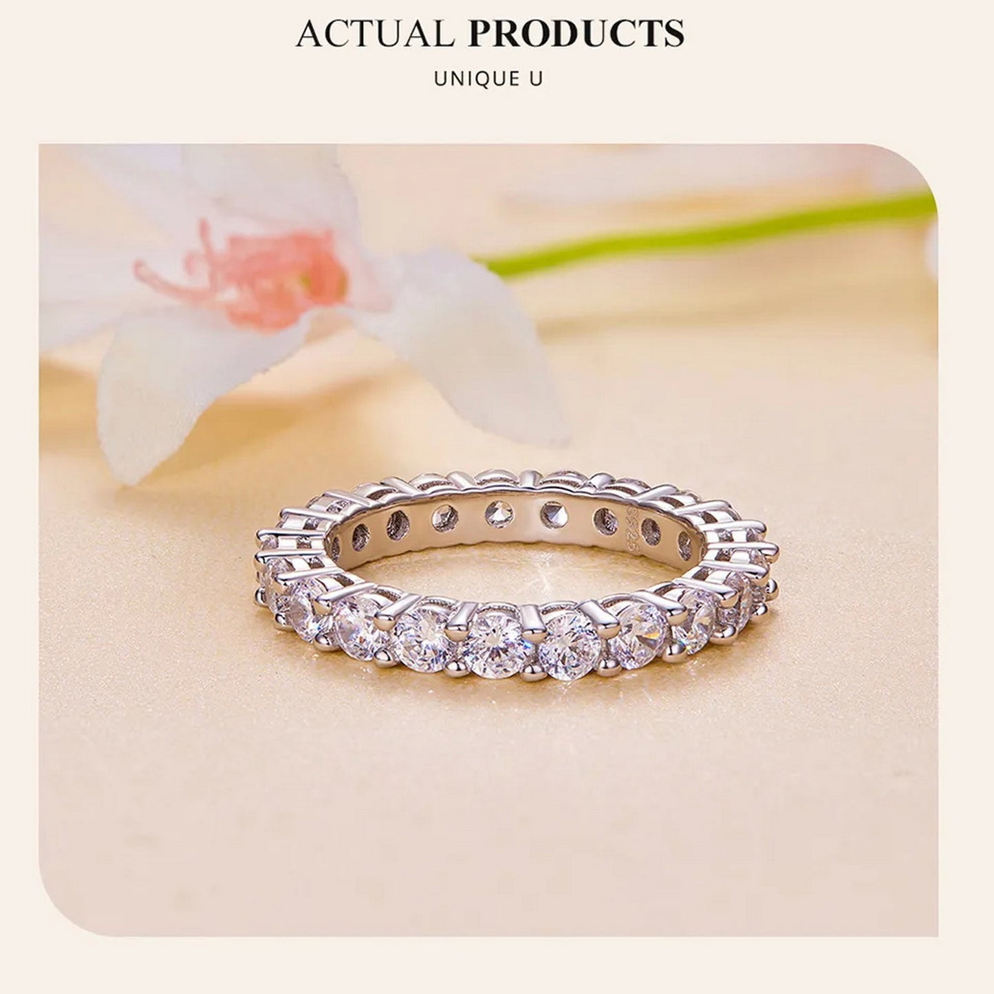 PAHALA Moissanite Full Eternity Engagement Wedding Band Ring