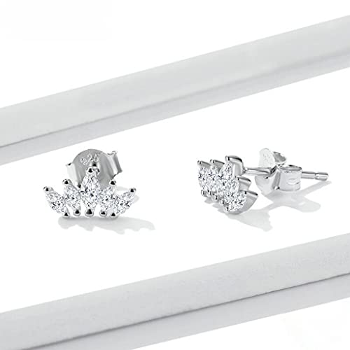 PAHALA 925 Sterling Silver Shining Crown Crystals Stud Earrings