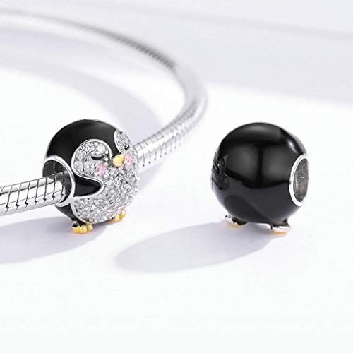 PAHALA 925 Strling Silver Penguin Baby Round with Crystals Charm Bead