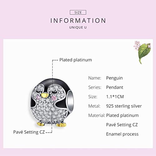 PAHALA 925 Strling Silver Penguin Baby Round with Crystals Charm Bead