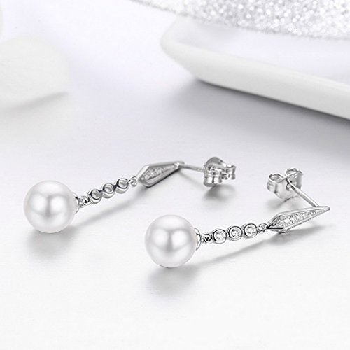 PAHALA 925 Sterling Silver Vintage Glittering CZ Geometric Long Tassel Earrings