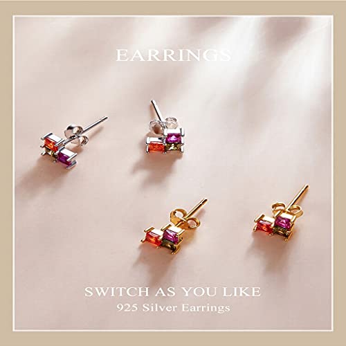 PAHALA 925 Sterling Silver Colorful Love Three-dimensional Zircons Stud Earrings