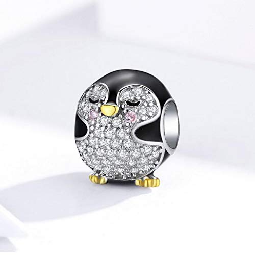 PAHALA 925 Strling Silver Penguin Baby Round with Crystals Charm Bead