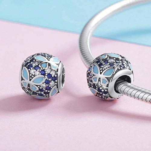 PAHALA 925 Strling Silver Butterfly Dream Blue Enamel Crystals Charms