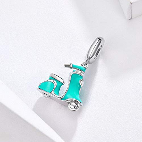 PAHALA 925 Strling Silver Lovely Green Enamel Electric Bicycles Charm Bead