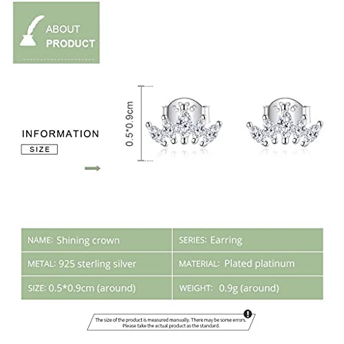 PAHALA 925 Sterling Silver Shining Crown Crystals Stud Earrings