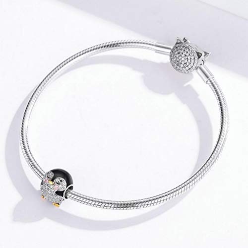 PAHALA 925 Strling Silver Penguin Baby Round with Crystals Charm Bead