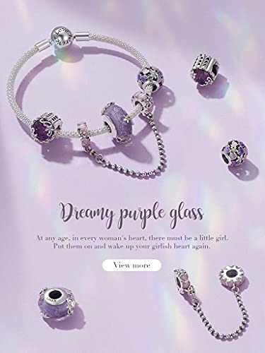 PAHALA 925 Sterling Silver Vintage Purple Glass Dream Charm Bead