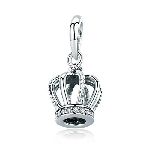 PAHALA 925 Strling Silver Princess Crown with Crystals Charms