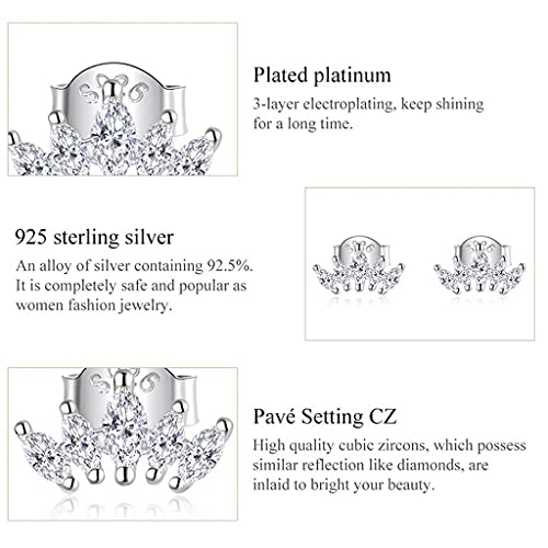 PAHALA 925 Sterling Silver Shining Crown Crystals Stud Earrings