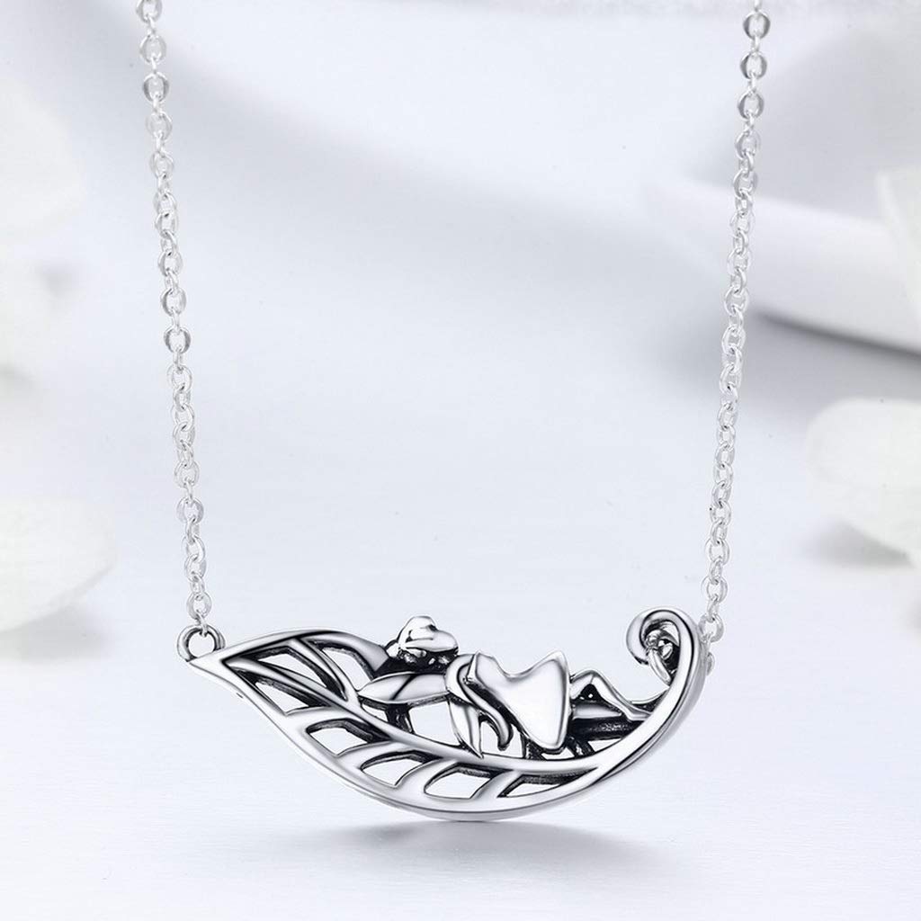 PAHALA 925 Sterling Silver Forest Fairy Tree Leaves Pendant Necklace