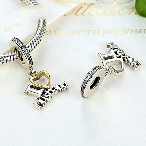 PAHALA 925 Strling Silver Romantic I Love Husband Charms Pendant Fit Bracelets Necklace