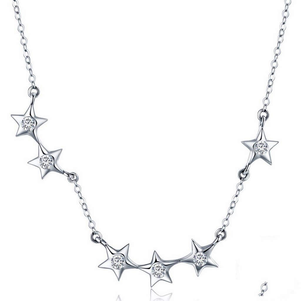 PAHALA 925 Sterling Silver Stackable Star with Crystals Pendant Necklace