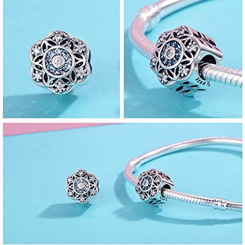 PAHALA 925 Sterling Silver 4 Flowers Styles with Crystals Charm Bead Fit Bracelet