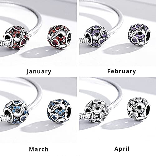 PAHALA 925 Sterling Silver Multiple Crystal Color Infinite Love Month Charm Bead (March)