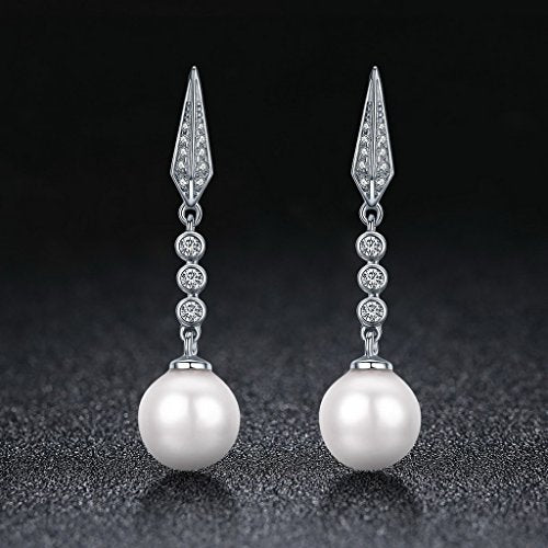 PAHALA 925 Sterling Silver Vintage Glittering CZ Geometric Long Tassel Earrings