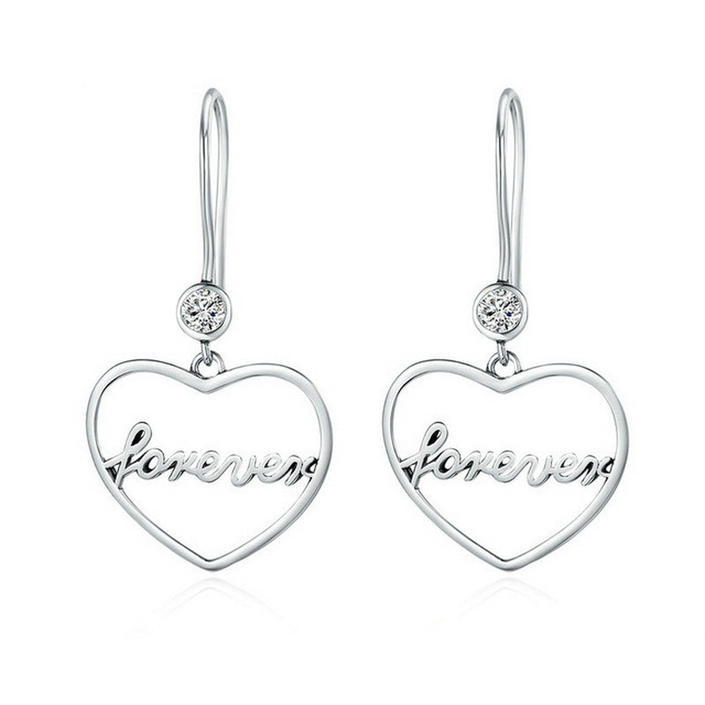 PAHALA 925 Sterling Love Is Forever Party Wedding Long Drop Earrings