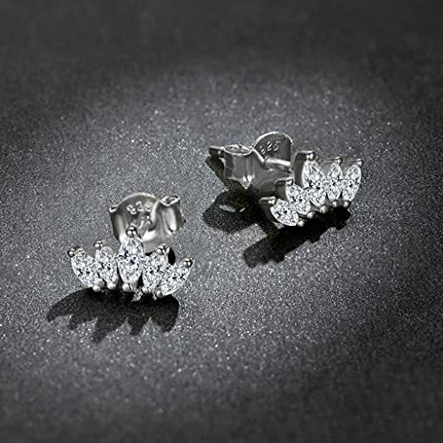 PAHALA 925 Sterling Silver Shining Crown Crystals Stud Earrings