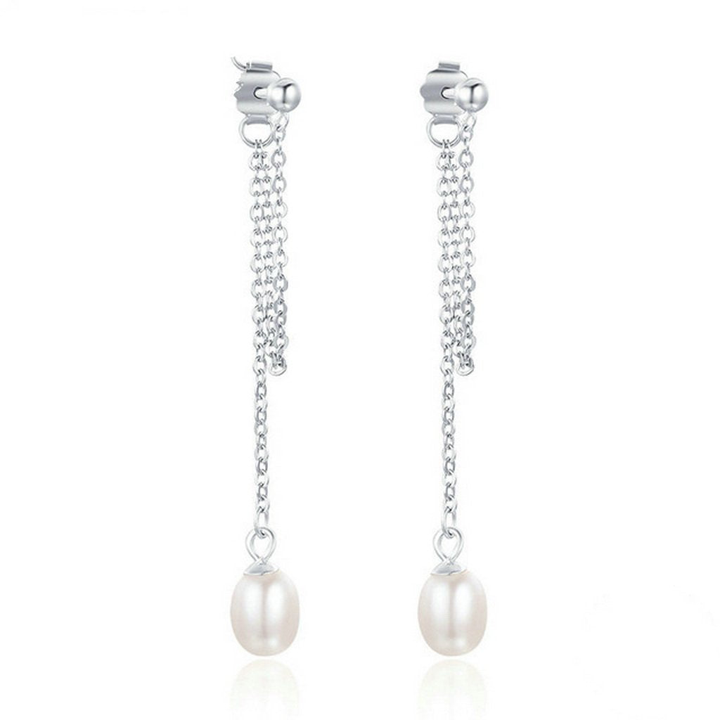 PAHALA 925 Sterling Silver Rhyme With Freshwater Pearl Party Wedding Drop Earrings