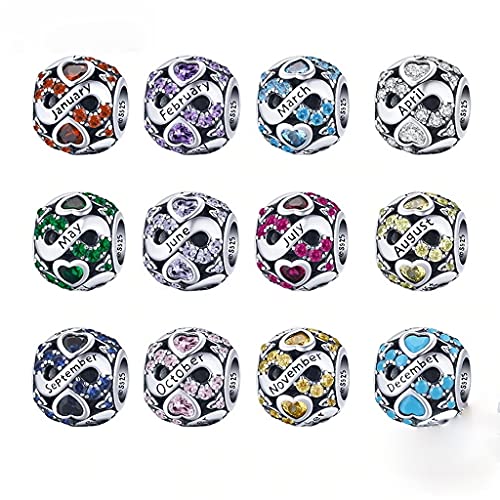 PAHALA 925 Sterling Silver Multiple Crystal Color Infinite Love Month Charm Bead (March)