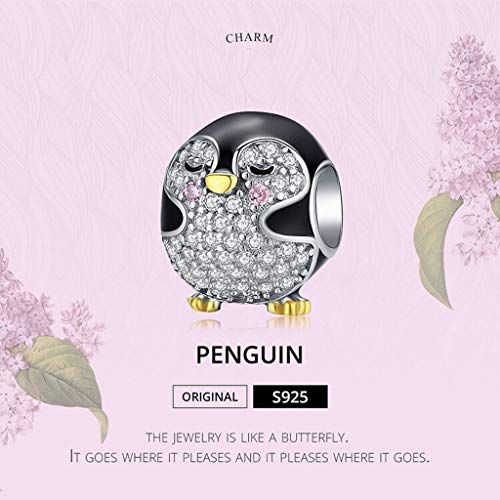 PAHALA 925 Strling Silver Penguin Baby Round with Crystals Charm Bead