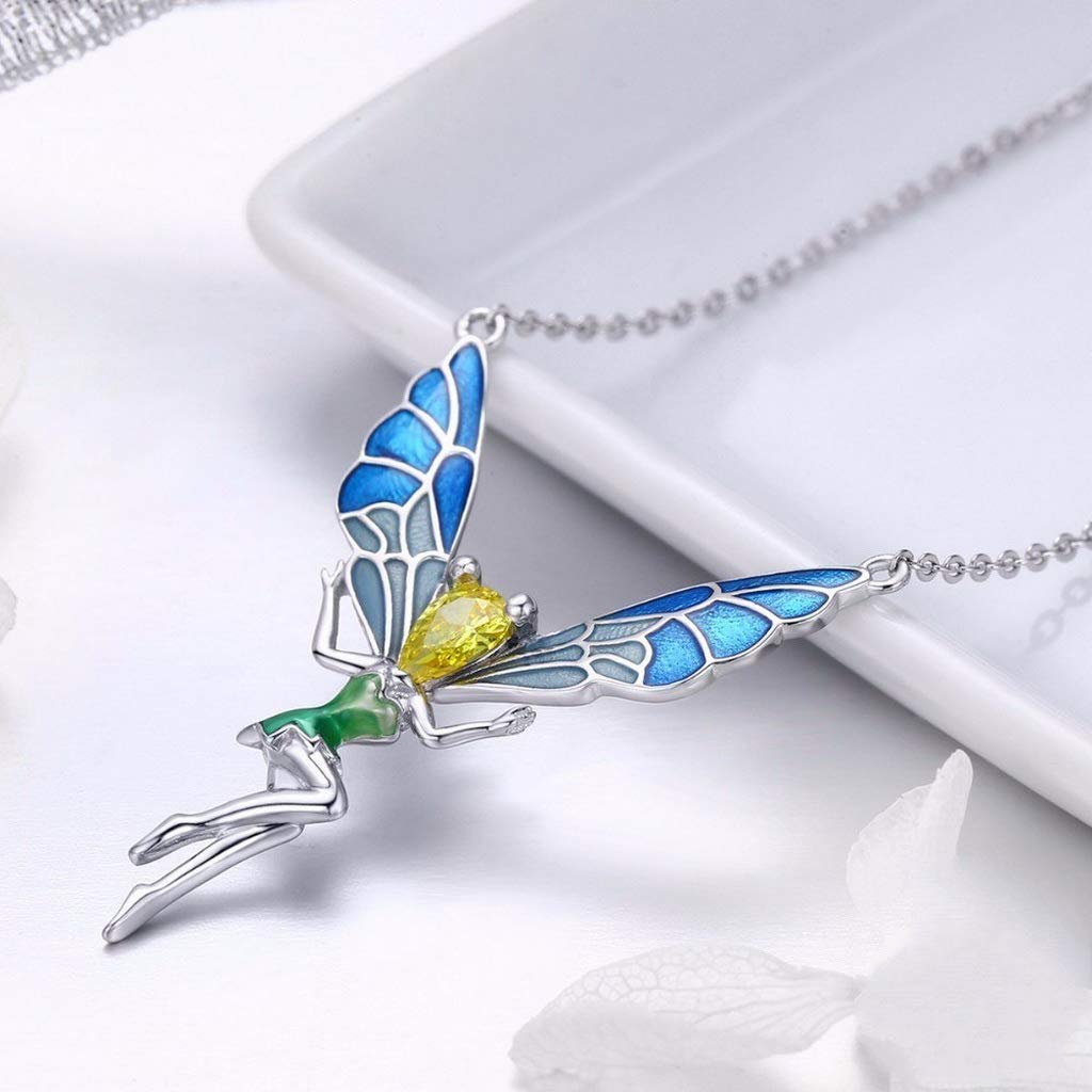 PAHALA 925 Sterling Silver Lovely Fairy Crystal Pendant Necklace