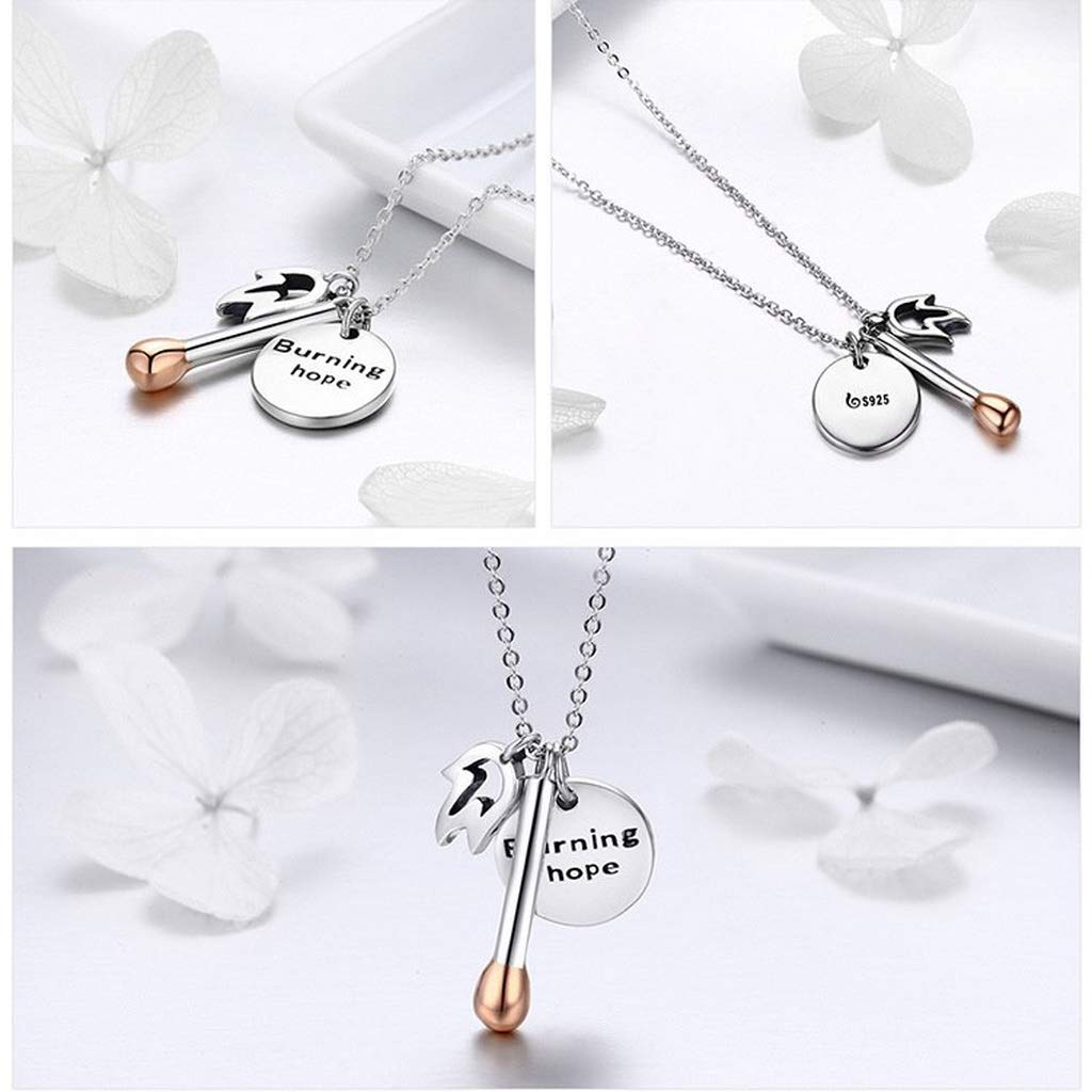 PAHALA 925 Sterling Silver Romantic Sparks Love Fire Pendant Necklace