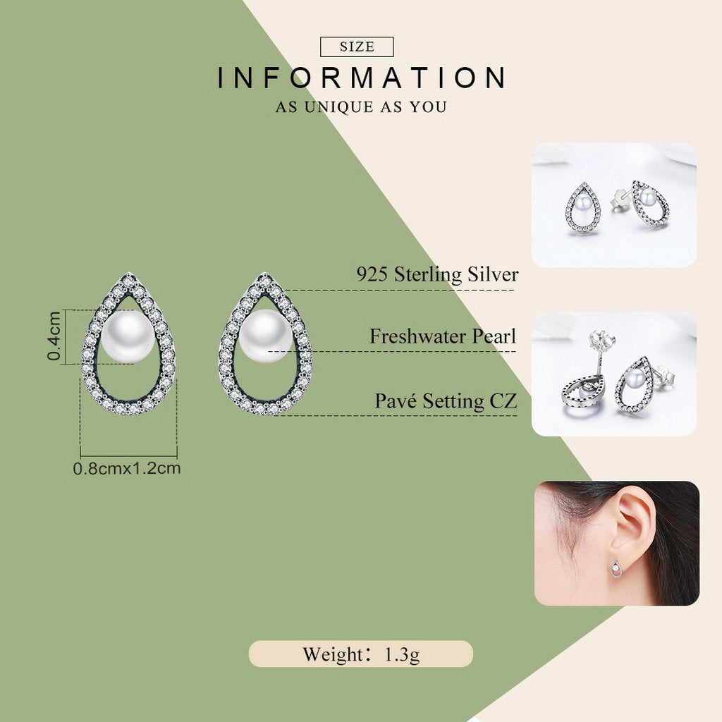 PAHALA 925 Sterling Silver Romantic Glittering Droplet Tear With Crystals Stud Earrings