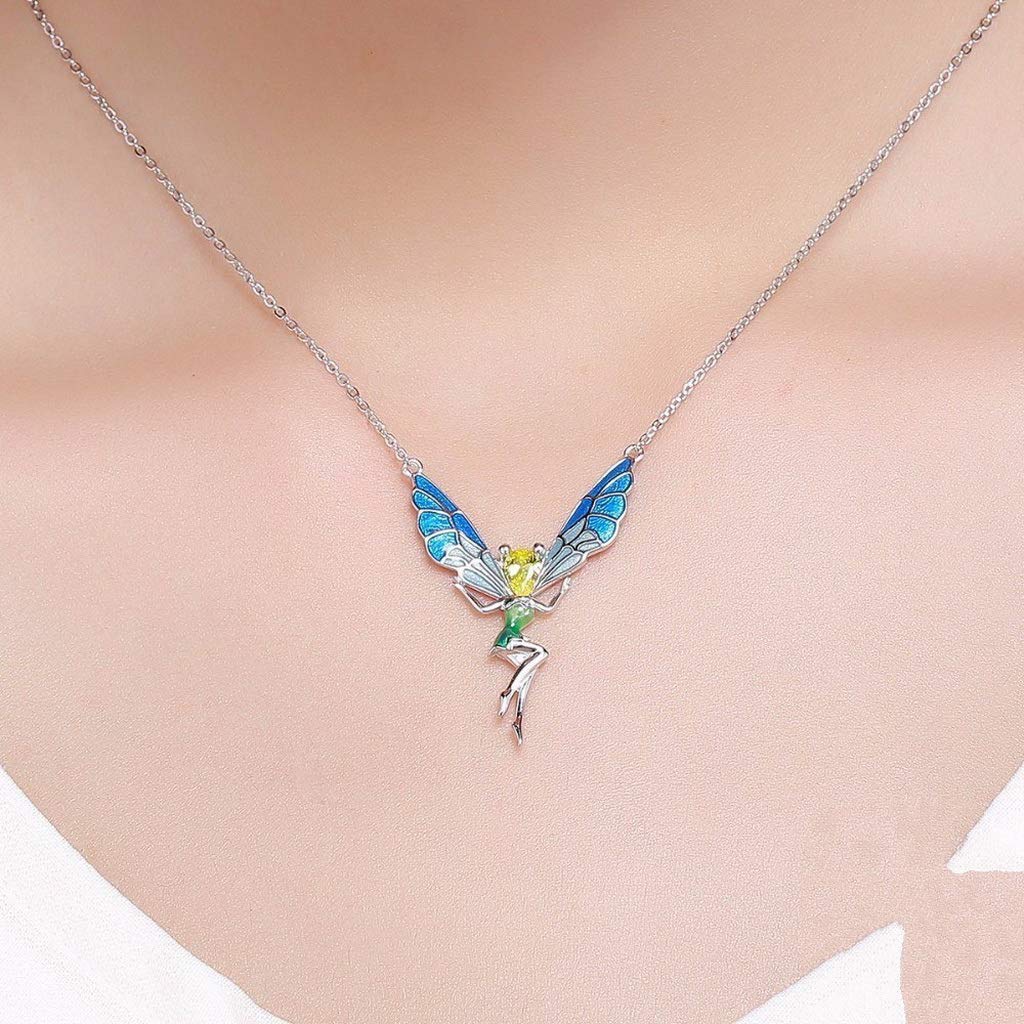 PAHALA 925 Sterling Silver Lovely Fairy Crystal Pendant Necklace