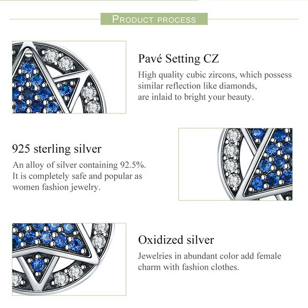 PAHALA 925 Sterling Silver Ethnic Shining With Blue Crystals Party Wedding Stud Earrings