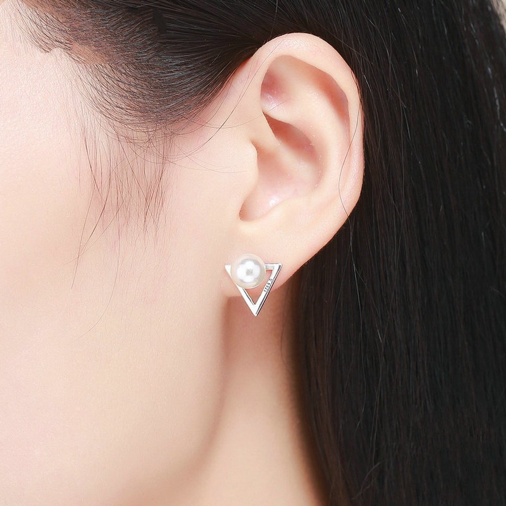 PAHALA 925 Sterling Triangle With Crystals Party Wedding Stud Earrings